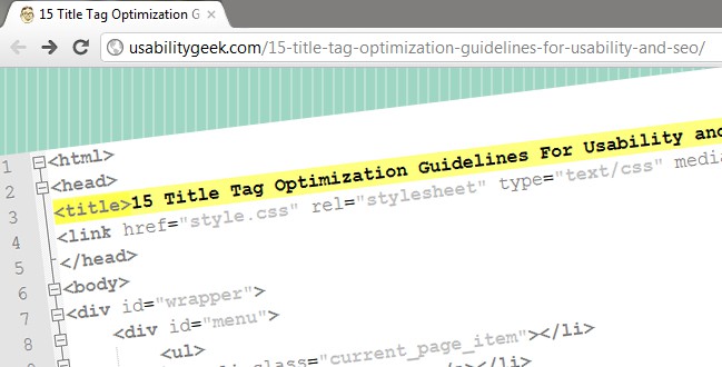 HTML Guidelines Usability SEO - Title Tag