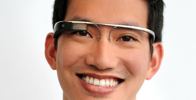 Model wearing Google Glasses