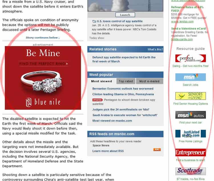 web design mistakes - too many ads