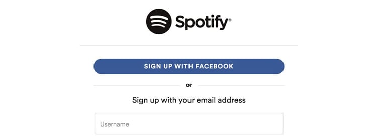 Spotify's registration form (Image source: Spotify)