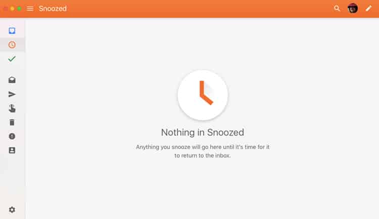 Google Inbox uses orange to show snoozed items