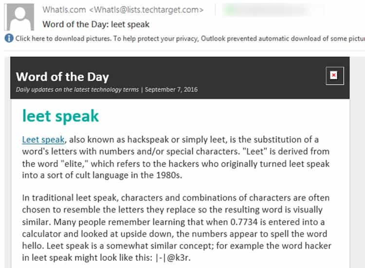 Word of the day newsletter from WhatIs (Source: WhatIs)