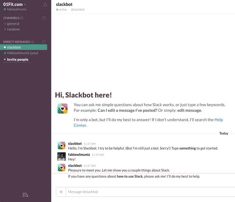 Slack's onboarding process features Slackbot (Image source: Slack)