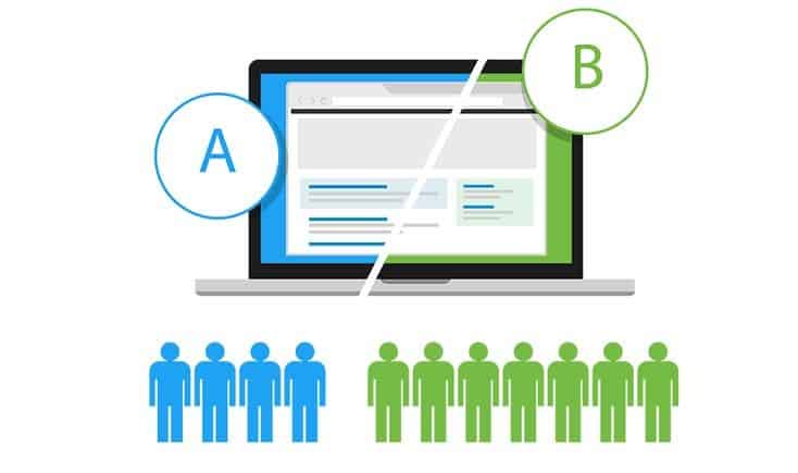 A/B testing involves showing alternate versions of webpages to different user groups.