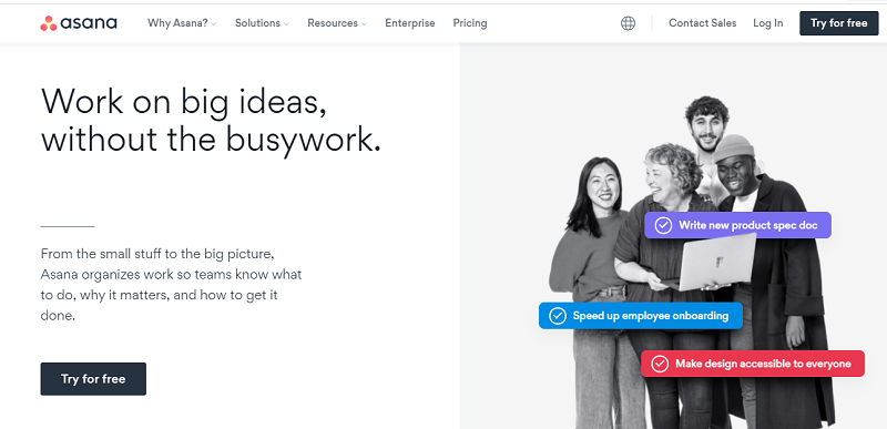 Screenshot of Asana's website