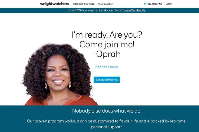 Oprah's website uses whitespace liberally