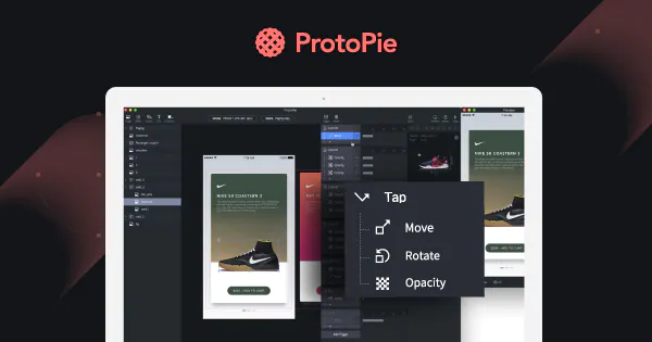 A mock-up of the ProtoPie app